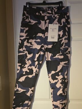 Gray, Pink & Black Camo Cargo Pants VIP Brand